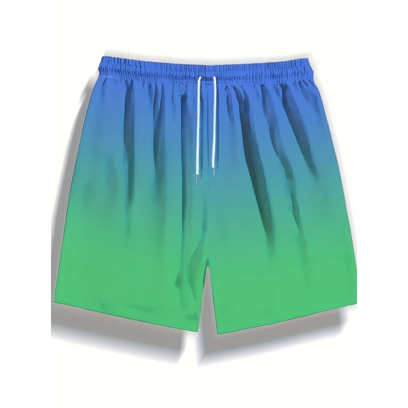 Gradient print men's casual fashion sports shorts loose and comfortable gym men's swimwear beach shorts