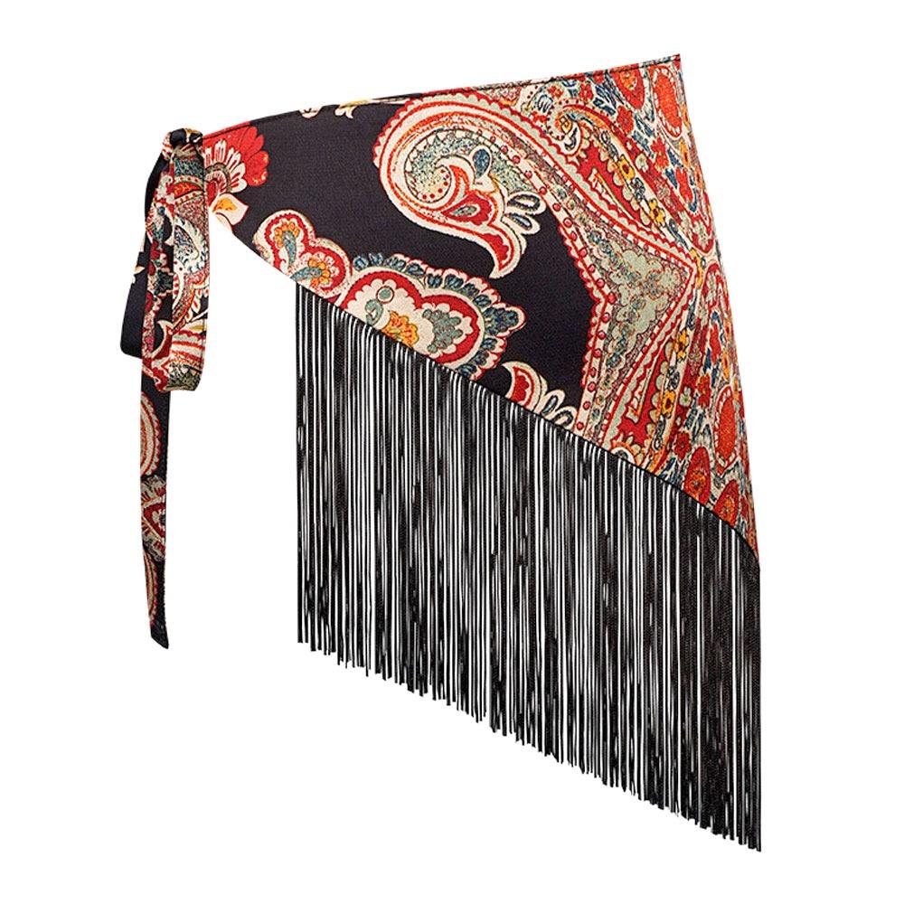 

Этническая треугольная юбка с бахромой по подолу и широким поясом Декор для платья или джинсов Style 1