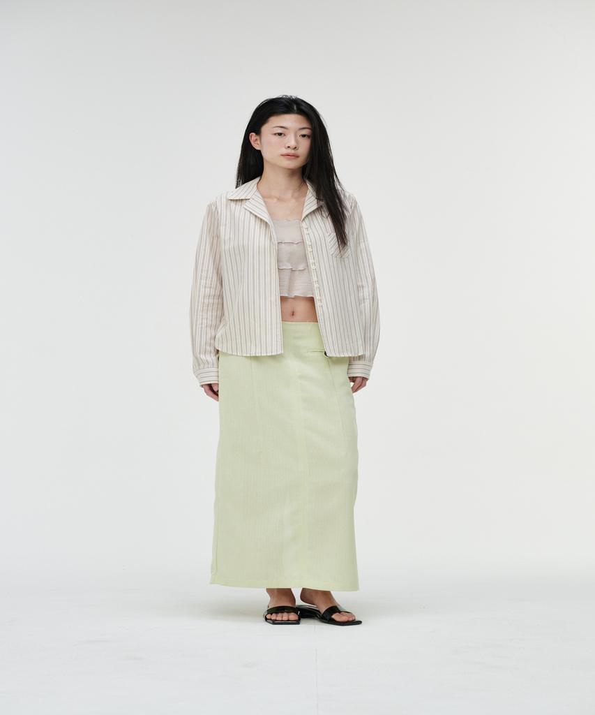 Kkalos Summer Tweed Raw-Edge Skirt, Lime