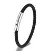 Classic Simple Blue Braided Leather Bracelet Bangle Stainless Steel Magnetic Buckle Jewelry For Men Women Couple
