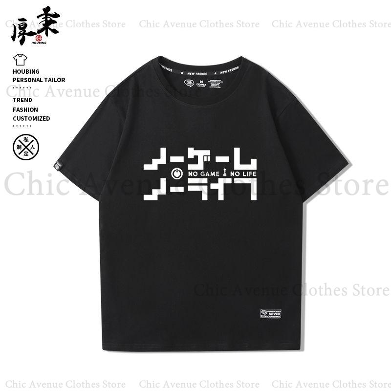 Anime NO GAME NO LIFE Series Print Tshirt for Unisex Women Cotton Tshirt Summer Tops Short Sleeve Tee Daily Clothes Casual T Shirt S
