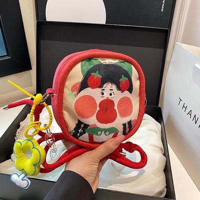 Women's Cartoon Print Canvas Crossbody Bag with Cute Coin Purse