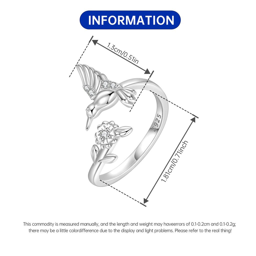Orstarry Copper Peak Bird Flower Opening Ring For Women Original Finger Ring Jewelry Party Fine Trendy Gifts