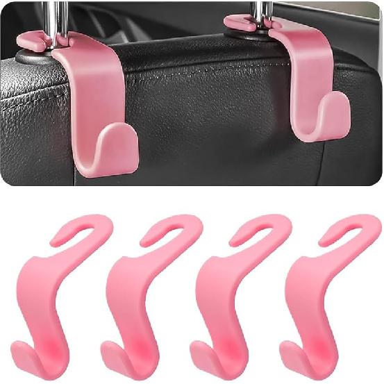 Car Back Seat Headrest Hooks, 4 Pack Black Stylish Back Seat Hanger For Car Handbag Clothes Coats Grocery Bags, Car Interior Accessories (Black2)