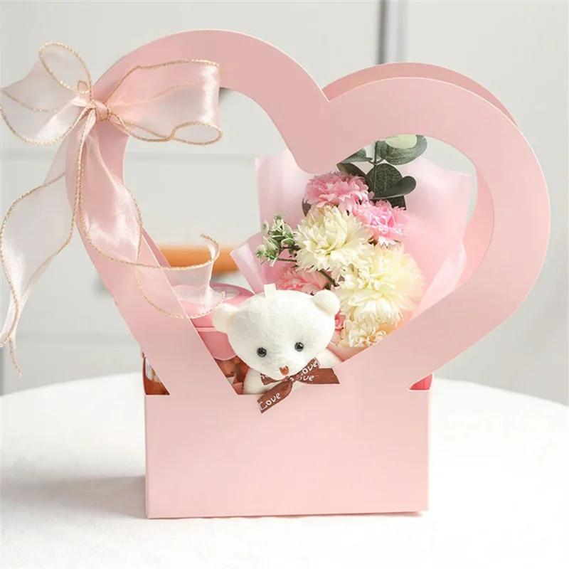 Top Quality Flower Box Love Portable For Women Creative Gift Decoration Packing Paper Box Waterproof Paper Heart-shaped Hollow
