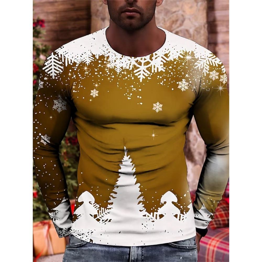 

Мужская футболка унисекс с графическим принтом снежинка O-образный вырез 3D принт Рождество повседневные футболки с длинным рукавом уличная одежда повседневные топы 5XL