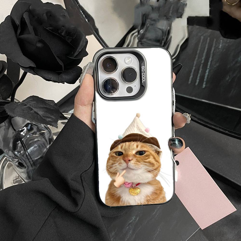 Goofy Cool Cats Big eyes Phone Case For iPhone 17,16,15,14,13,12,Pro MAX Black Matte Shockproof Cover