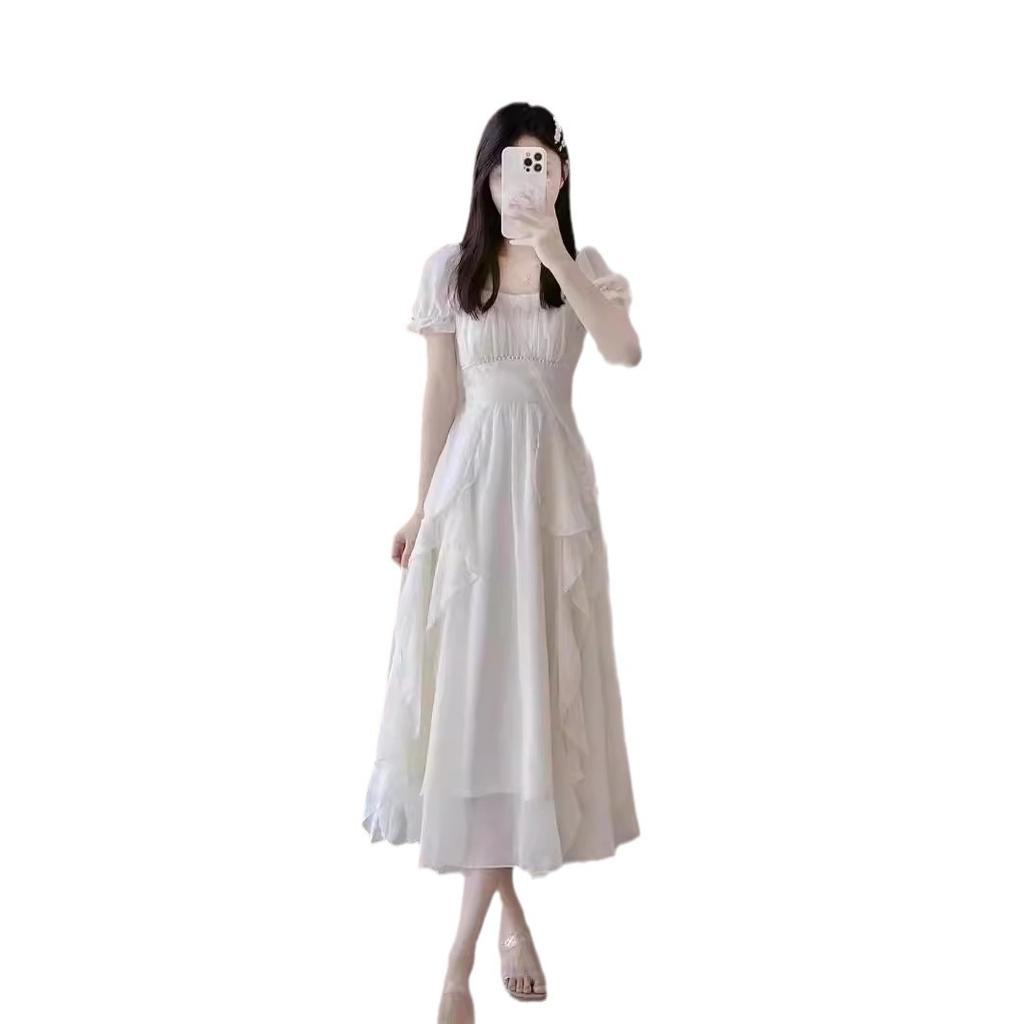 French white high-end fairy dress female summer new super fairy princess dress gentle wind long skirt