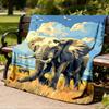 1pc African Elephant Print Outdoor Flannel Blanket, Cozy & Warm Soft Te Playful Design, Napping Camping,