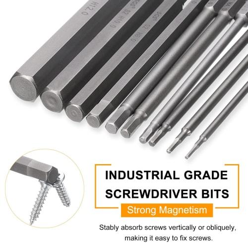 uxcell H6 Hex Bits, 6mm, 3-Piece Set, Hex Shank, Single-Head, Magnetic, for Electric Screwdrivers, 50mm Long, S2 Steel, for Electrical Construction, D