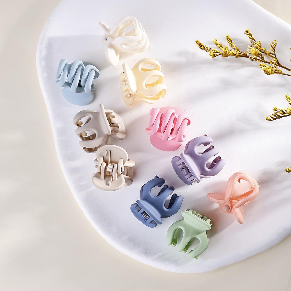 10pcs/set Simple Frosted Small Hair Claws For Girls Solid Color Acrylic Hairpins Barrettes Headwear Fashion Hair Accessories