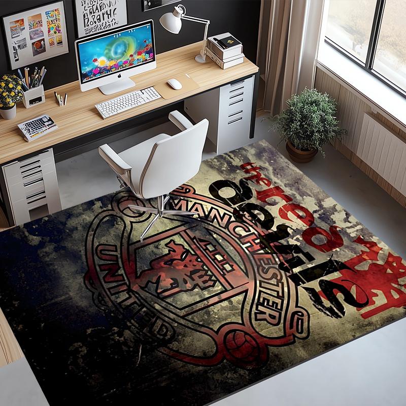 Manchester United F.C Pattern Rug, Indoor/Outdoor Mat, for Picnic, Gameroom, Bedroom, Office, Living Room, Home Decor Carpet, Birthday Gift