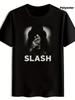 [Vintage Rock Tee] SLASH Music Print Polyester Vintage Rock Band Graphic T-shirt - Black Short Sleeve Crew Neck
