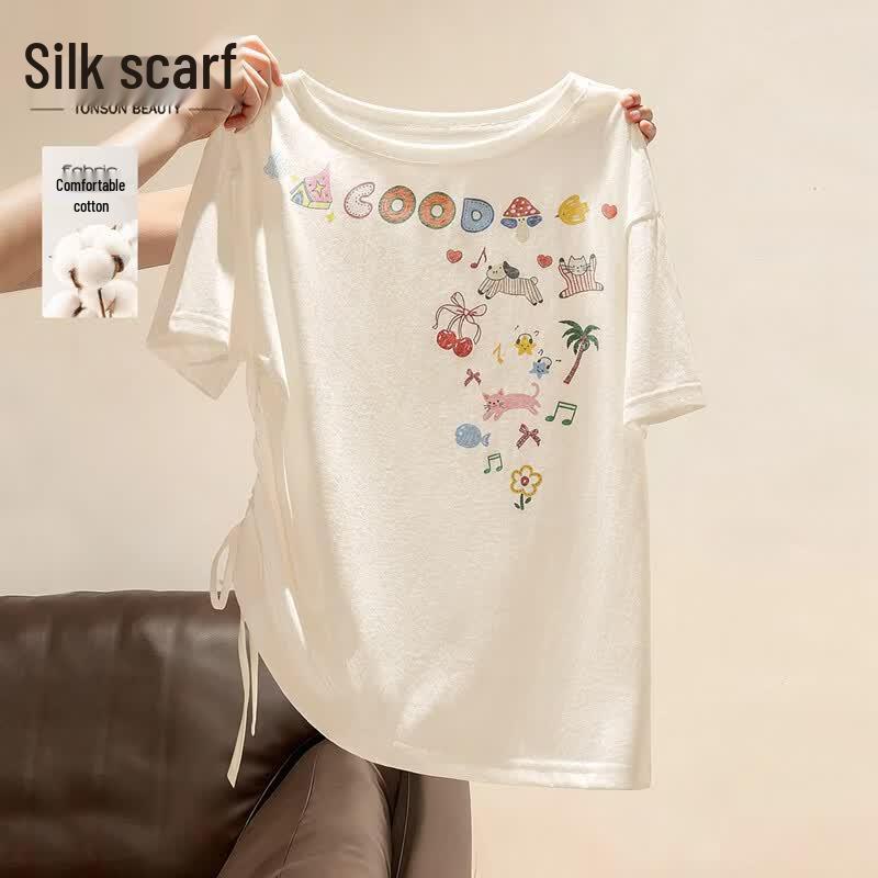 

Women s Printed Drawstring T-shirt M