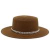 Spring and summer women's travel sunscreen straw hat fashion chain solid color beach British style jazz hat Hats