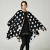 Female Lengthened Thick Furcal Round Dot Cloak Fashionable Tippet Shawl for Winter Autumn Christmas Gift