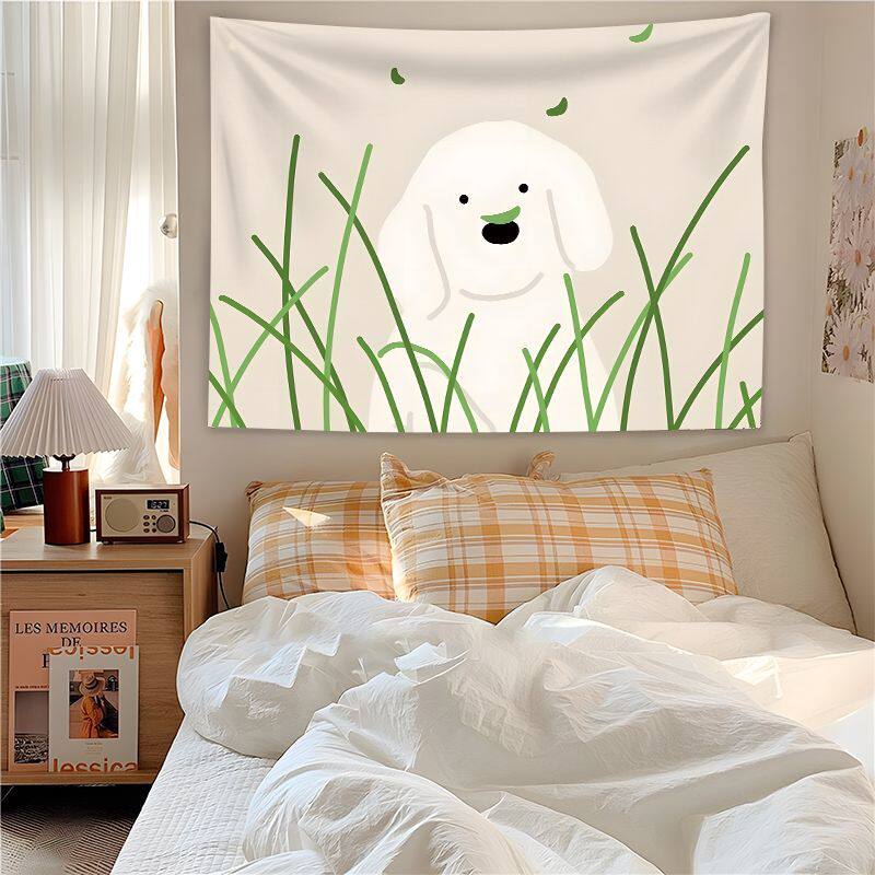 Cartoon Puppy Dog Wall Hanging Background Cloth Bedroom Headboard Decorative Artwork Soft Polyester Canvas for Home Decor