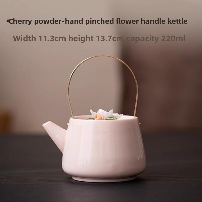 Pink Mud Xishi Teapot Kung Fu Tea Set Single Household Hand-pinched Flower Large Ceramic Girl Tea Single Pot