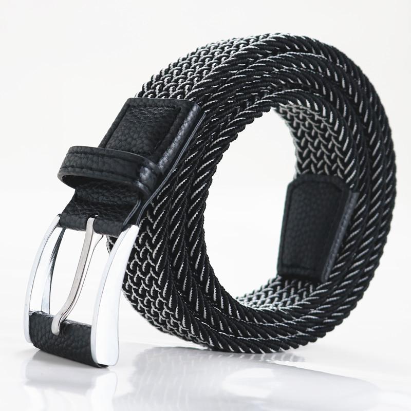 Men'S Braided Belt Elastic Elastic Canvas Belt Unisex No Punch Women'S Belt