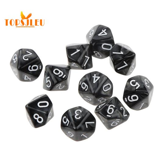 Mehrseitige einfarbige TRPG-Spiel D10 polyedrische Würfel – 10-teiliges Set, lebendige Farben, perfekt für Party-Requisiten