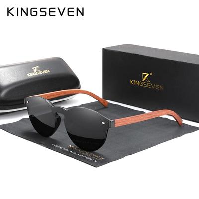 Kingseven přírodní dřevěné sluneční brýle KINGSEVEN Bubinga Pánské polarizační brýle Módní dřevěné sluneční brýle Originální příslušenství