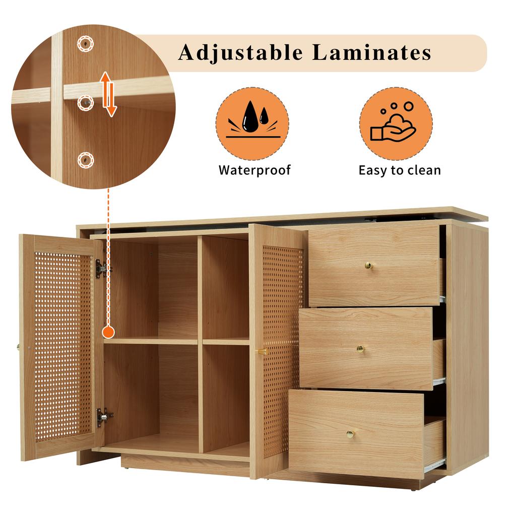 Desk, L-Shaped Corner Table, Computer Table with Rattan Doors, Dressing Table, White 126 cm