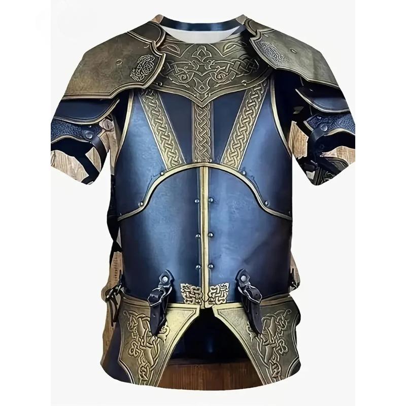 Men's 3D Printed Medieval Armor T-Shirt Casual Round Neck Short Sleeve Vintage Tshirt For Men All Over Print Men's Tee Shirts