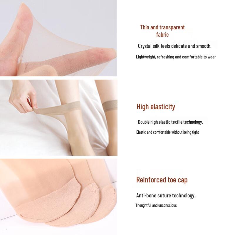 LangSha Women's Ultra-Thin Short Stockings (5 Pairs)