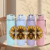 1PC Sunflower Bee Insect Pattern 750ml Color Plastic Sports Water Bottle Leakproof Flip Straw Lid Suitable for Sports Office Home Use