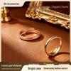 Bague ouverte réglable style coréen en or rose avec une surface brillante