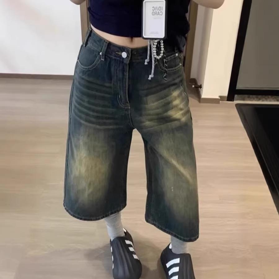 Sommer 2025 Damen High-Waist Retro Weitbeinige Jeans