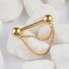 Right Grand ASTM F136 Titanium Threadless Push Pin Nipple Shield Ring with Double Chain Dangle 14G Barbell Piercing Jewelry