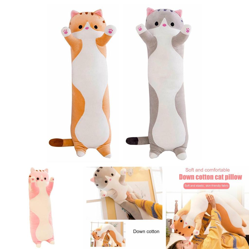 Adorable Long Cat Plush Toy Soft Stuffed Kitten Pillow Perfect For Kids Sleeping Comfort