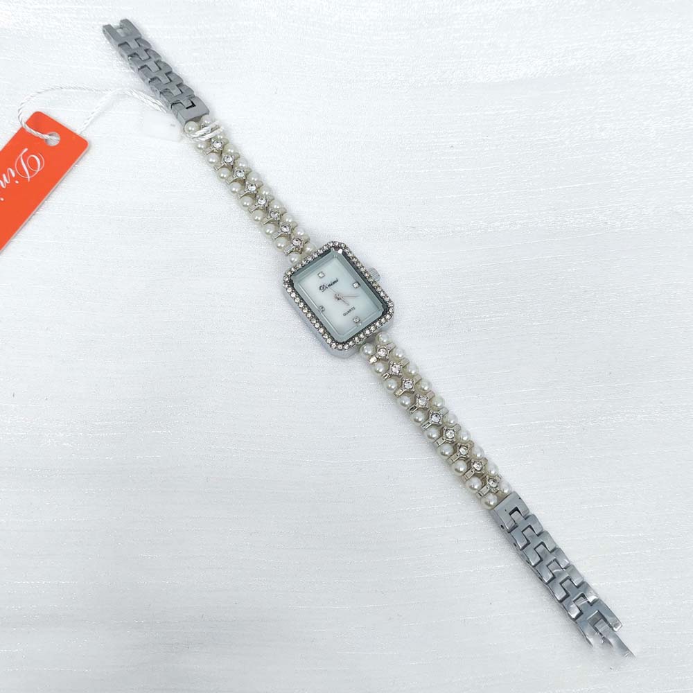 Dinimi Elegant Women's Quartz Watch Mother-of-Pearl Dial Double-Coiled Extra-Long Pearl Bracelet Women's Vintage-Style Watch