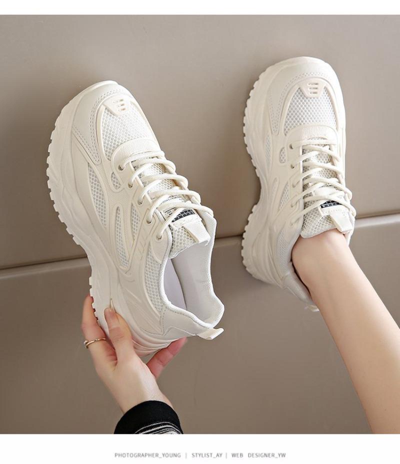 White Sneakers Women 2024 New Leather Chunky Sneakers Women's Sports Shoes Thick Tennis Vulcanized Shoes Basket Platform Shoes