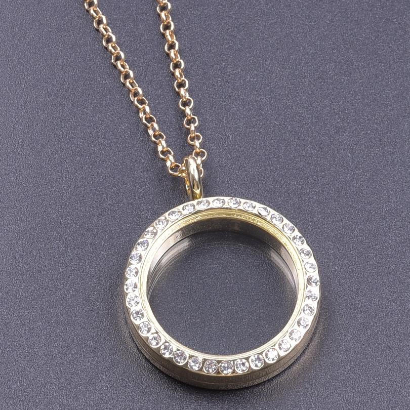 25/30/35/40 mm Locket Pendant Necklace For Women Men Accessories Rhinestone Cage Floating Locket Charms Necklaces Chain On Neck