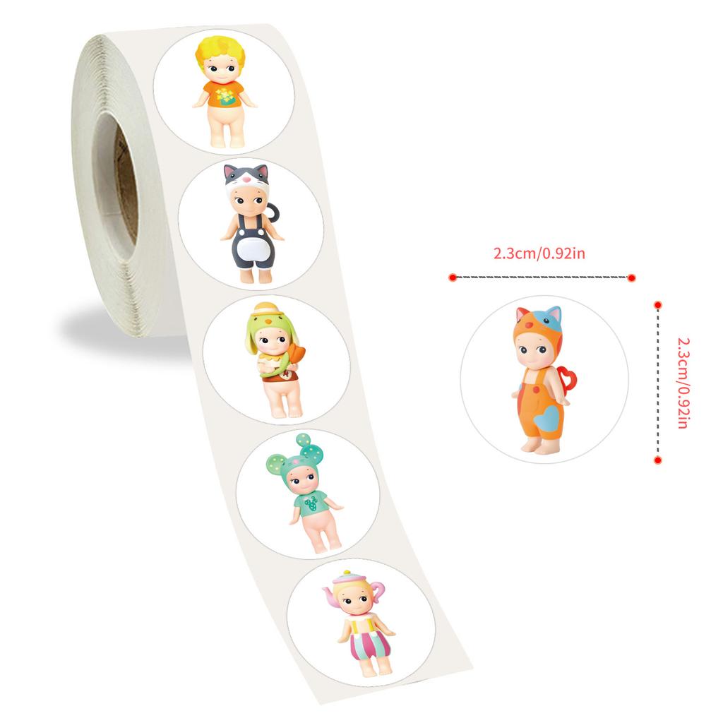 500 Stickers/roll Cartoon Sonnyangle Roll Stickers Kindergarten Reward Color Stickers Creative Hand Tent Tape