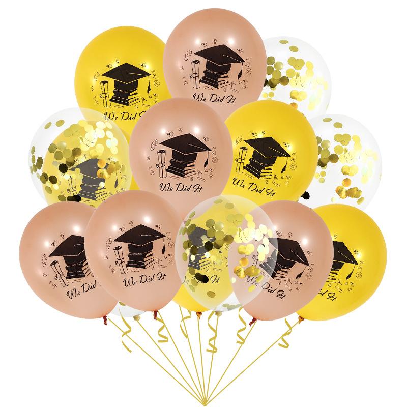 Graduation season theme decoration graduation latex balloon set gold confetti combination balloon congratulations graduation party
