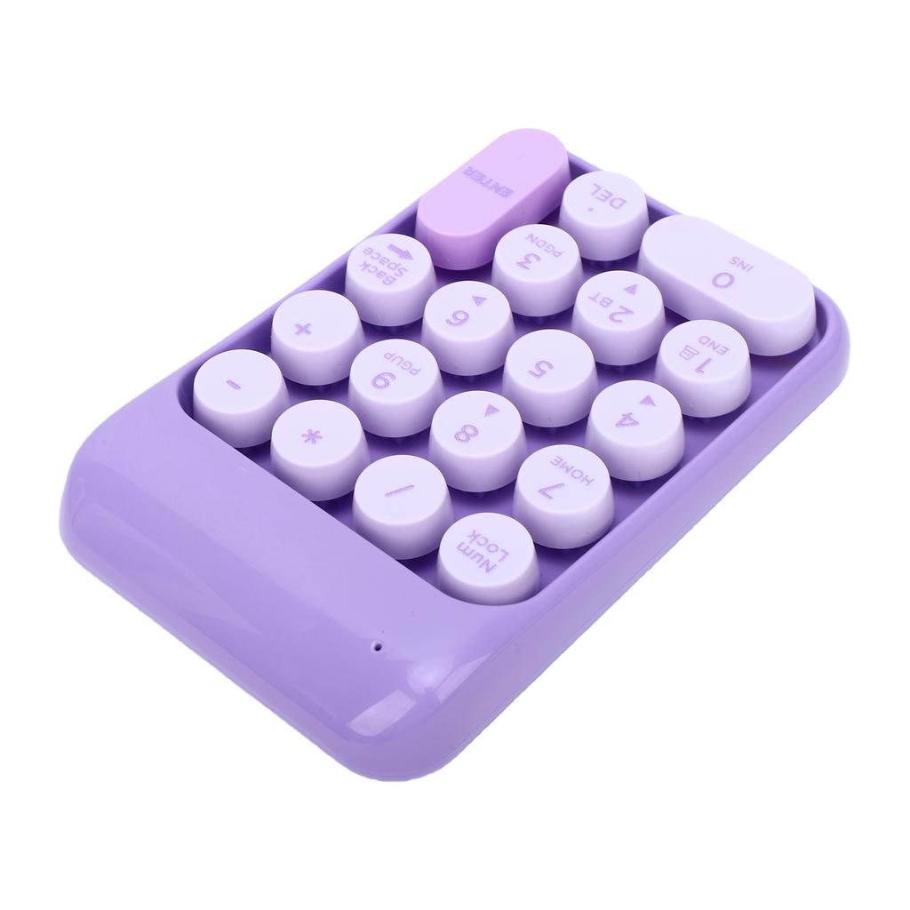 Wireless Number Pad 18 Key 2.4G Numeric Keypad Financial Accounting Numpad Keyboard for Home Business Work Purple