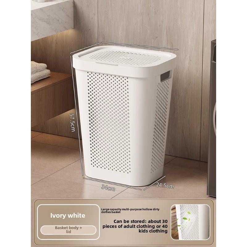 Large Capacity Laundry Hamper with Lid - Dirty Clothes Storage Basket for Bathroom
