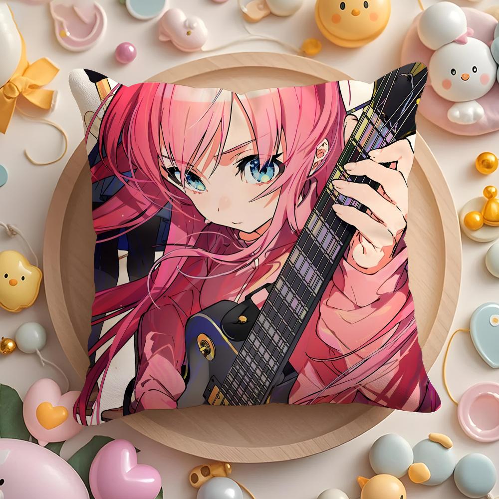 Anime B-Bocchi the Rock Cushion Cover Home & Car Multi-Scene Pillow Cover - Reversible, Soft & Durable for Daily Use