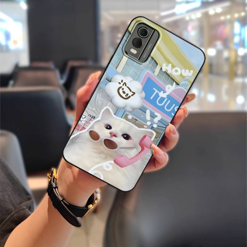 Durable Back Cover Phone Case For Nokia C32 Full wrap Anti-knock Fashion Design Soft case Graffiti Silicone TPU Cute