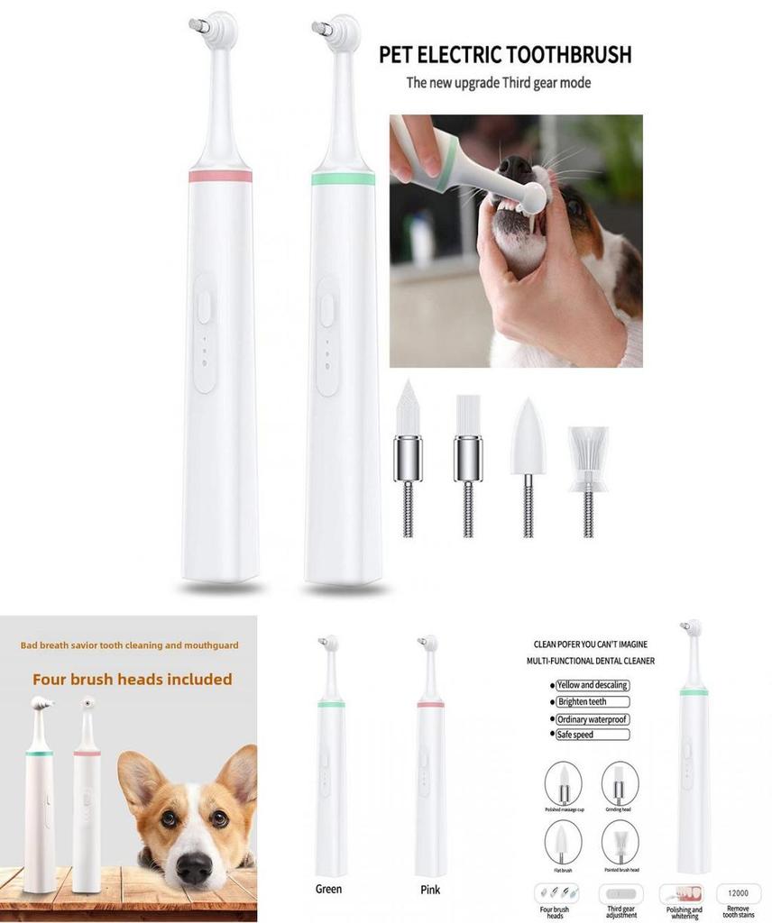 Pet Teeth Cleaning Kit For Dogs With Electric Toothbrush And Tooth Polishers For Fresh Breath