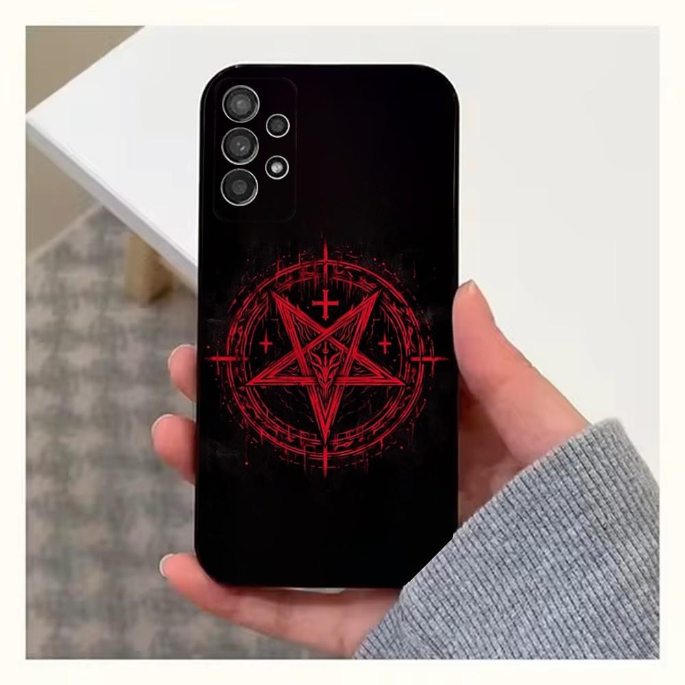 Satanic Hell Pentagram Phone Case For Samsung S25,S24,S23,S22,S20,S21,S10,Ultra,Plus,Lite,FE,Soft Silicone Black Cover