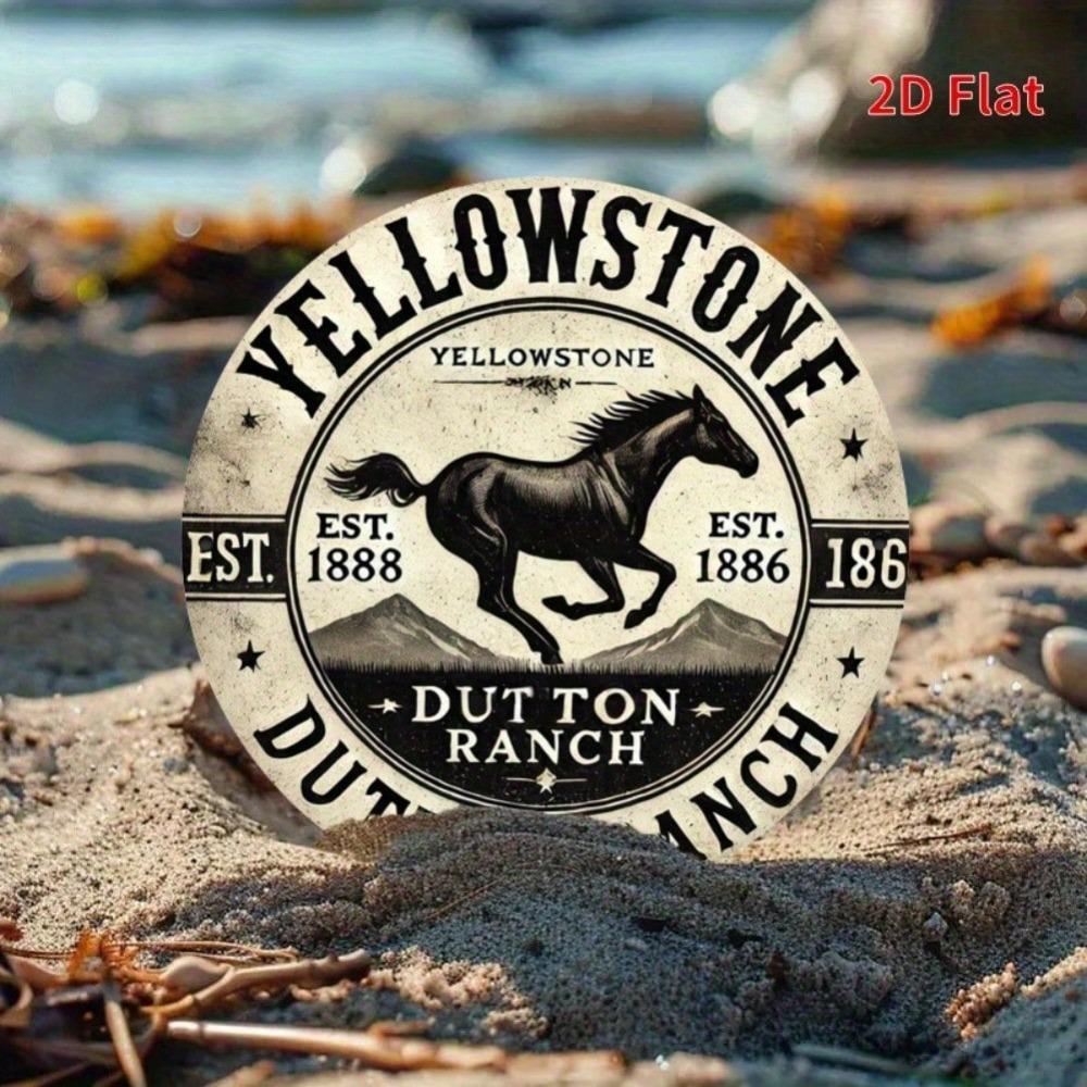 Cartello in Metallo con Cavallo Montagna Rustico Decorazione Murale Western Yellowstone