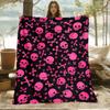 Gothic Pink Skulls Crossbones Flannel Blanket - Heavyweight, Soft Warm, Black Pink Design for Bed, Sofa, Travel, Camping