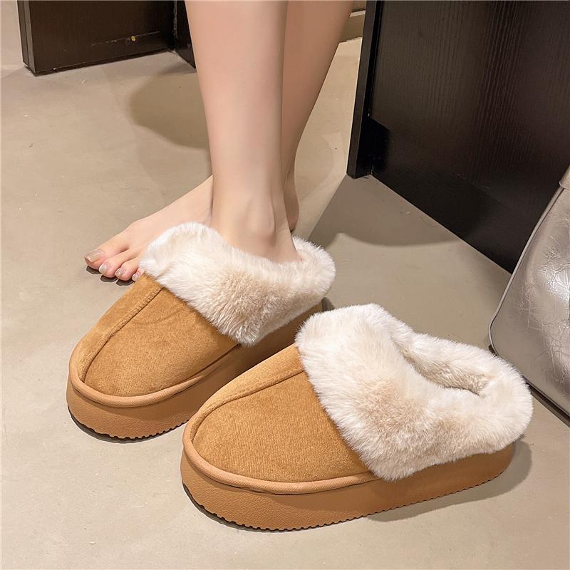 Women Fluffy Snow Boots New Plush Warm Platform Shoes for Women Winter Indoor Slippers Outdoor Non-slip Cotton Shoes Women
