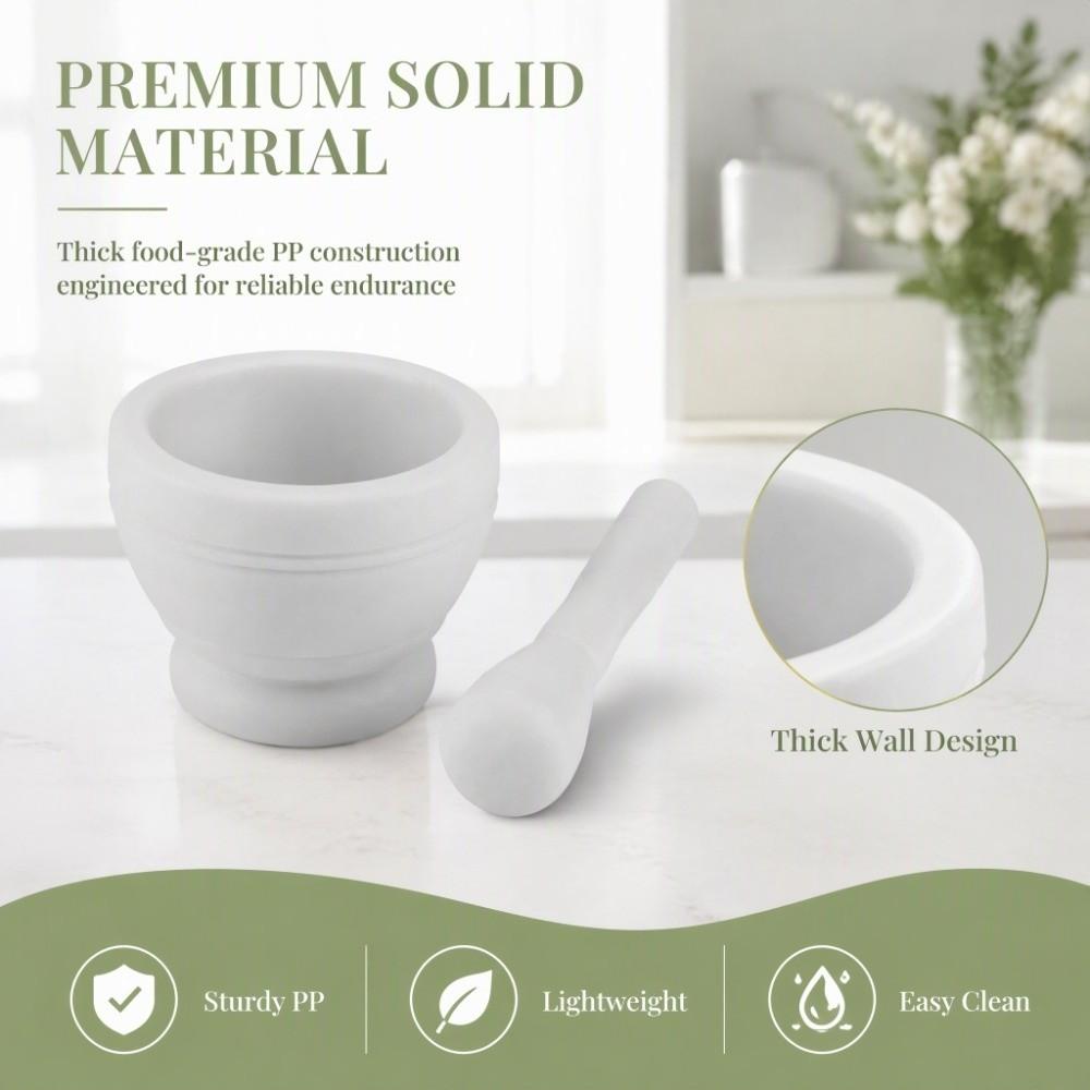 Wood Grain White Mortar and Pestle Set Lightweight Design Manual Pestle Set Garlic Crushing