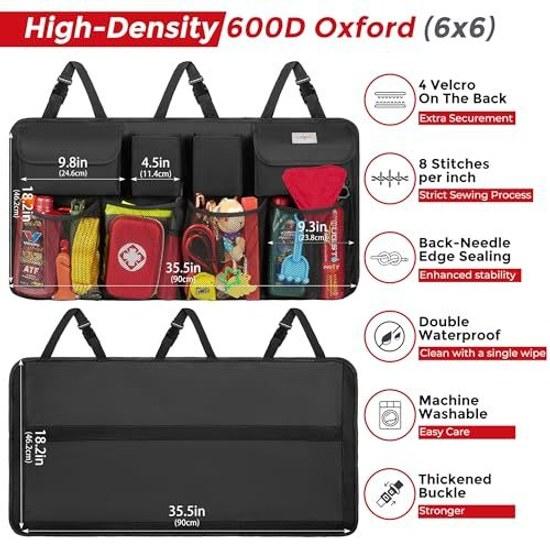 Trunk Storage - SURDOCA Car Pocket Seat Back Large Capacity Stable Design Velcro Wear-Resistant Easy Installation Suitable Medium Small Vehicles such