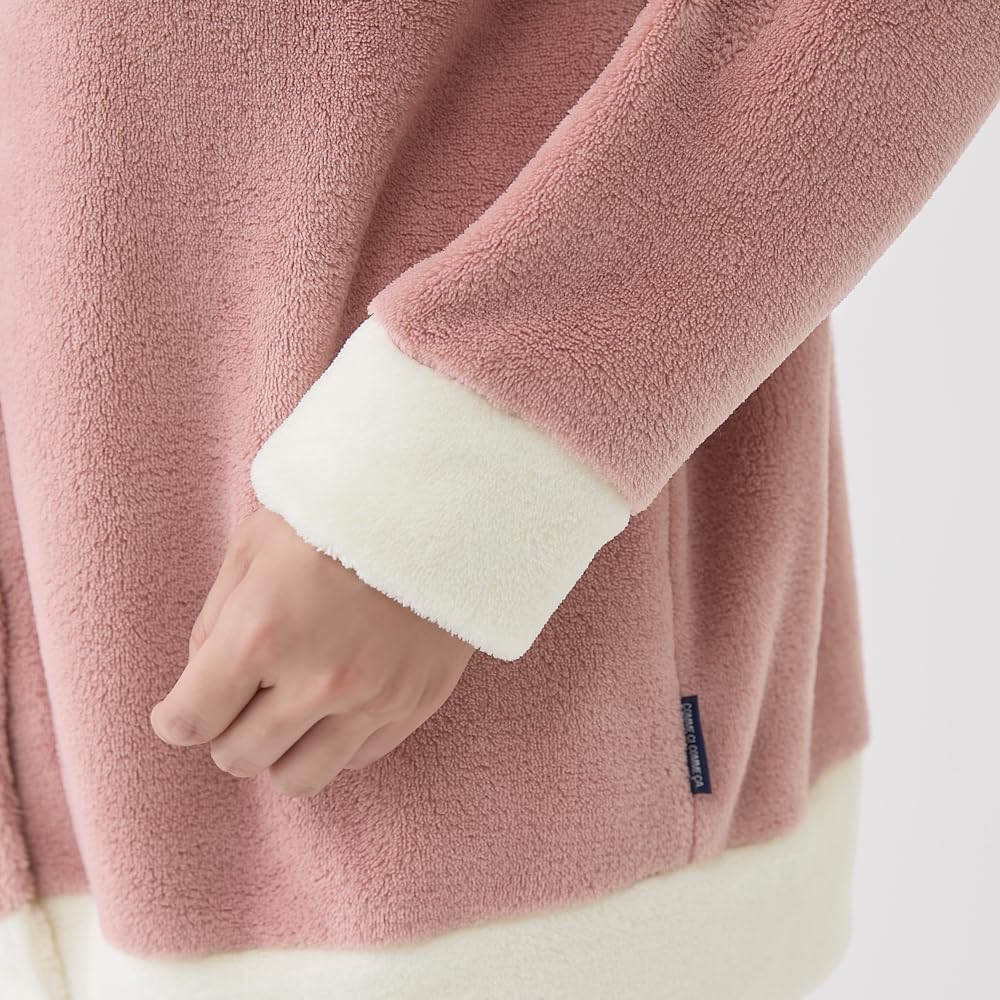 Gunze CI Comme CA Long Sleeve and Pants with Boa MD6123 Women's Lining, Pink,